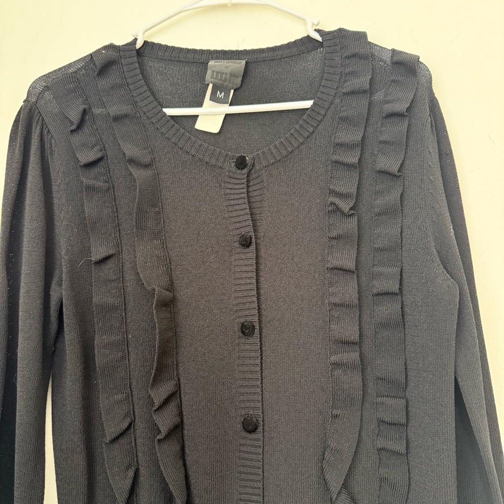 Vintage James Covello for Anna Sui Black Ruffled Cardigan